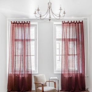 Linen living room curtains. Linen Tab Top Curtain. Linen curtains for bedroom. image 2