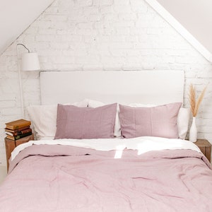 Linen bedding set in Dusty Rose. Boho linen duvet cover set. Linen bedding in Pink image 6