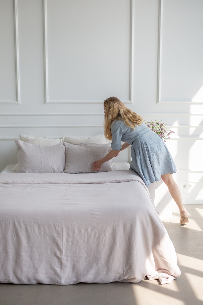 Linen duvet cover in Cream. Linen bedding. Bedding set queen. image 1