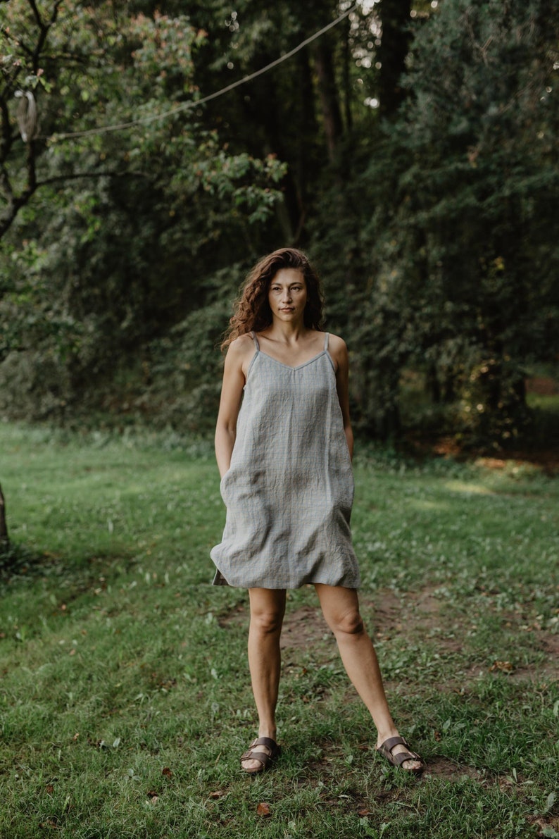 Linen slip dress ZOE. Loose linen dress image 1