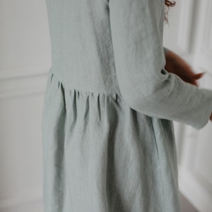 LAPLAND mid-length linen dress. Linen dress for women. Linen midi dress image 7