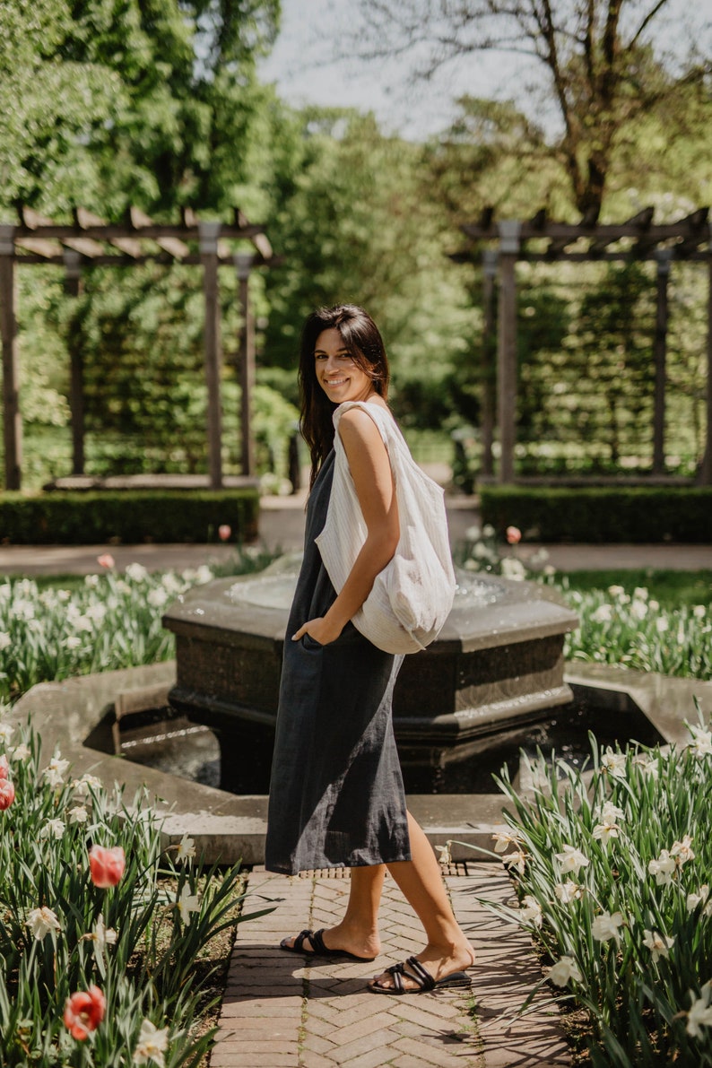 Linen tote bag. Linen shopping bag. Zero waste linen bag image 2