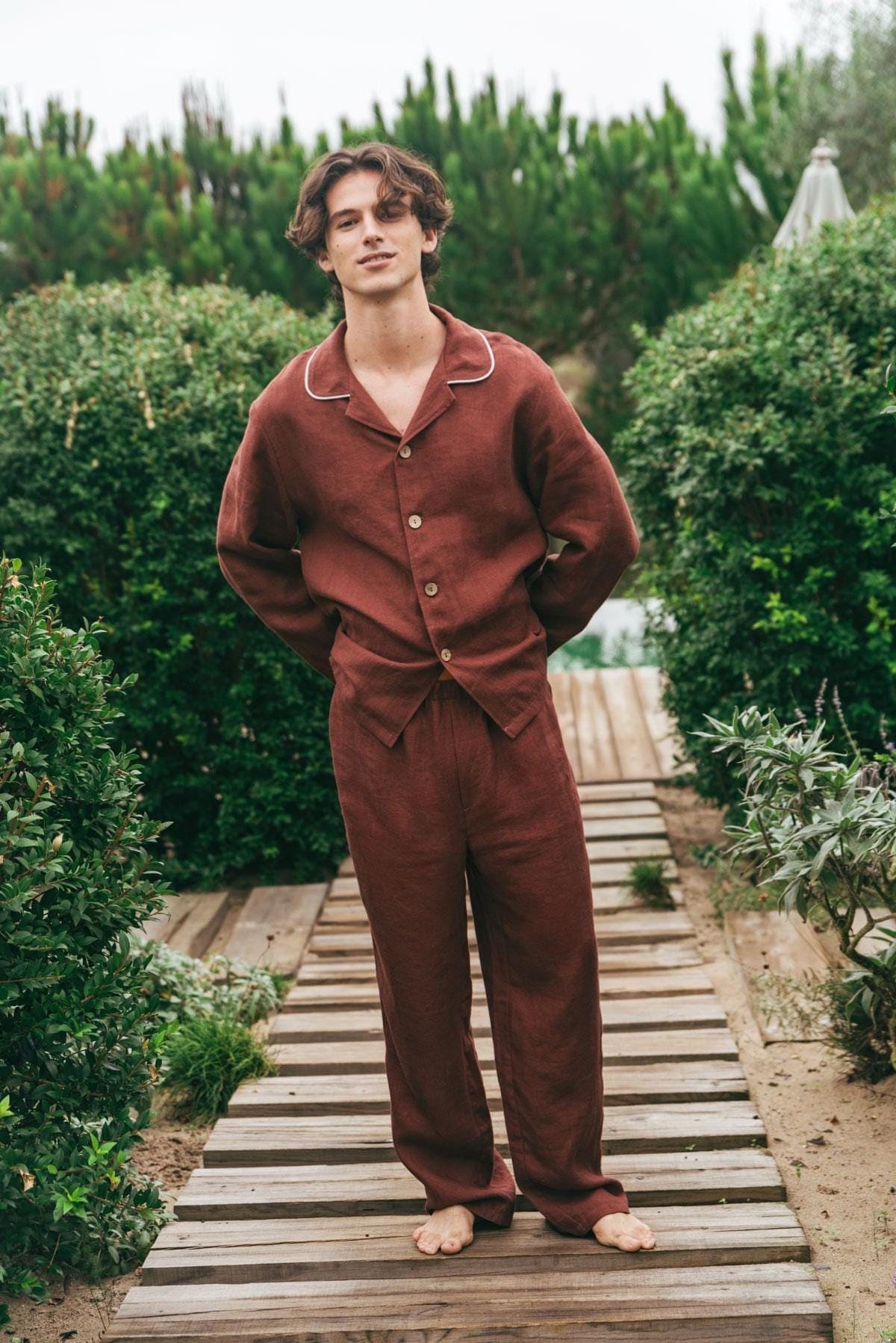 Classic linen pyjama set HARRY. Long sleeve pyjama. Men's pyjama sets.