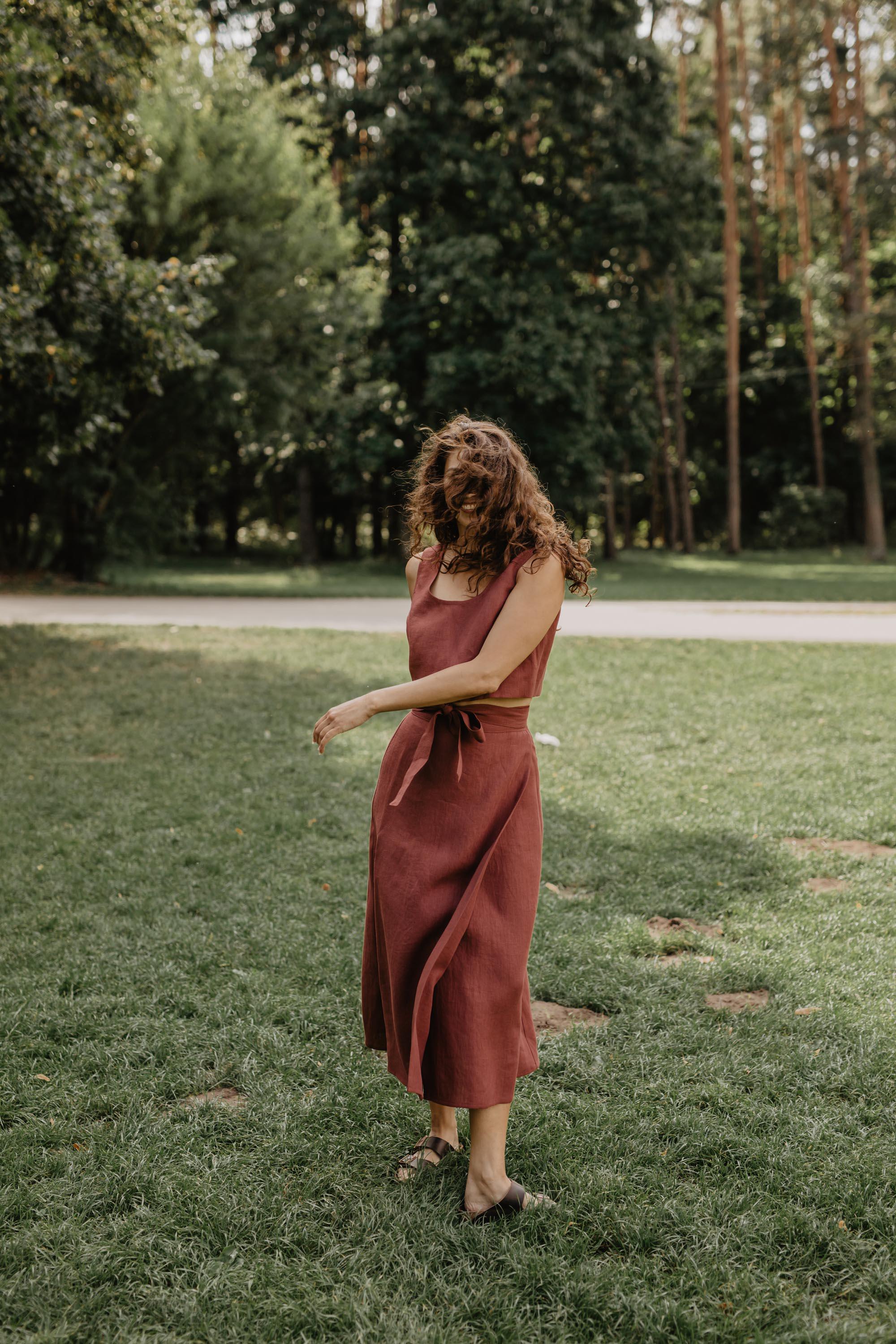 本日価格⭐︎Lisiere Linen Wrap Skirt Linen Wrap Skirt IRIS - Etsy