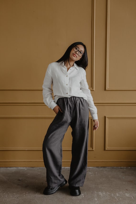 Pantalon Ancho Mujer,Pantalones De Lino Para Mujer Pantalones