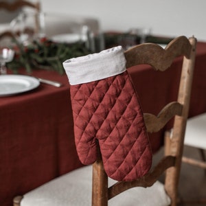Linen Oven Mitt Special Christmas edition Heat-Resistant image 4