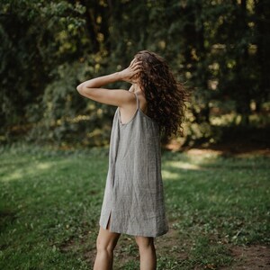 Linen slip dress ZOE. Loose linen dress image 4