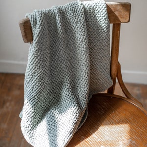 Waffle Linen Baby Blanket Sage Green