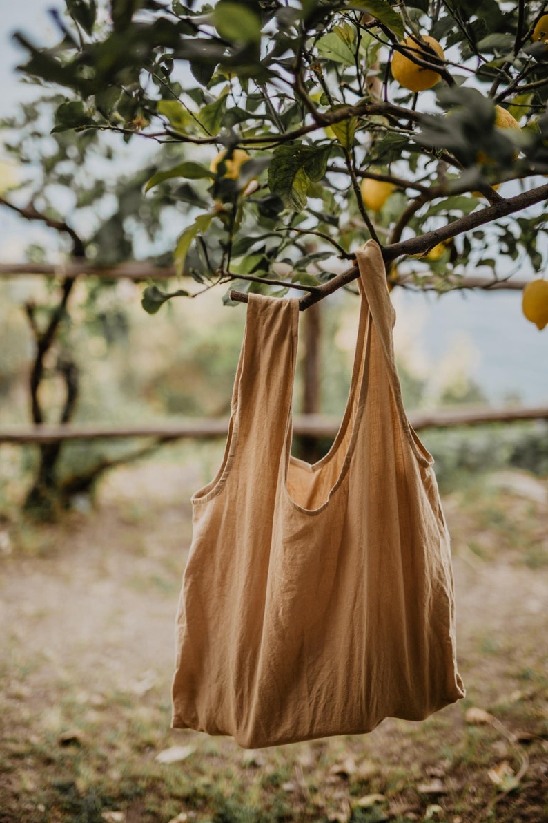 Linen tote bag. Linen shopping bag. Zero waste linen bag image 2