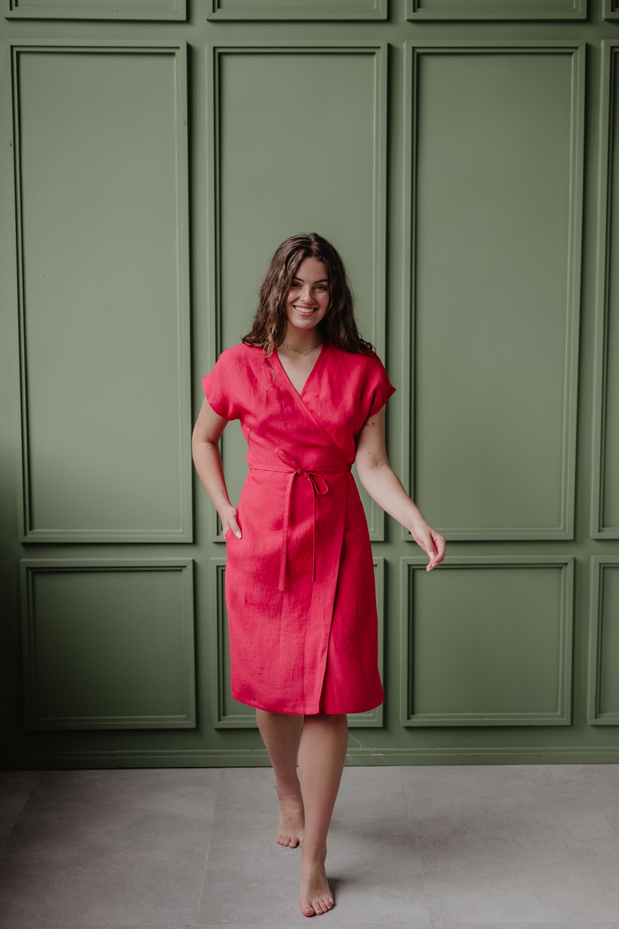 olivia jersey wrap dress linen clothes: short dresses