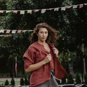 Oversized linen jacket KYIV in White. Linen jacket women. image 4