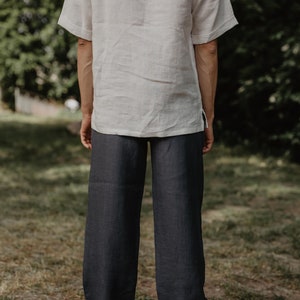 Men's linen pants ADONIS. Linen pants for men. Linen trousers for men in charcoal image 7