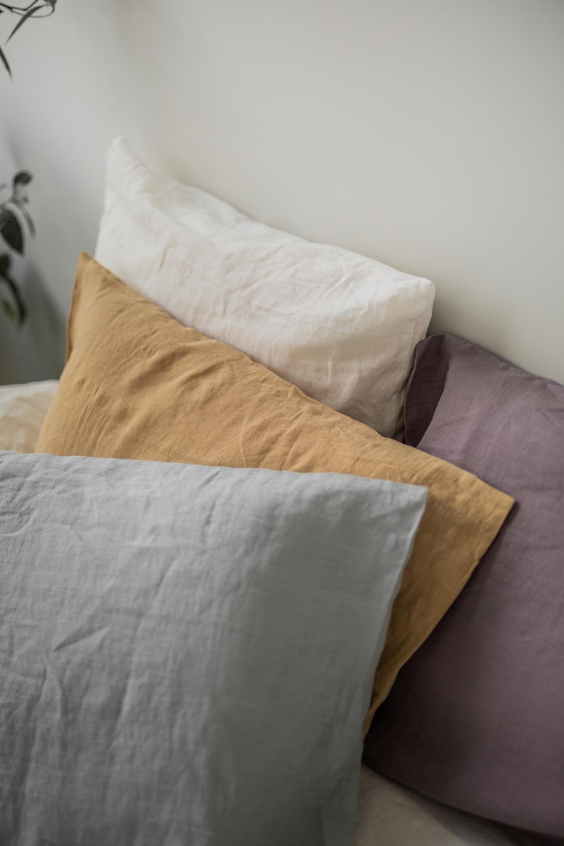Linen pillowcase. Custom size linen pillow cover. Sage Green