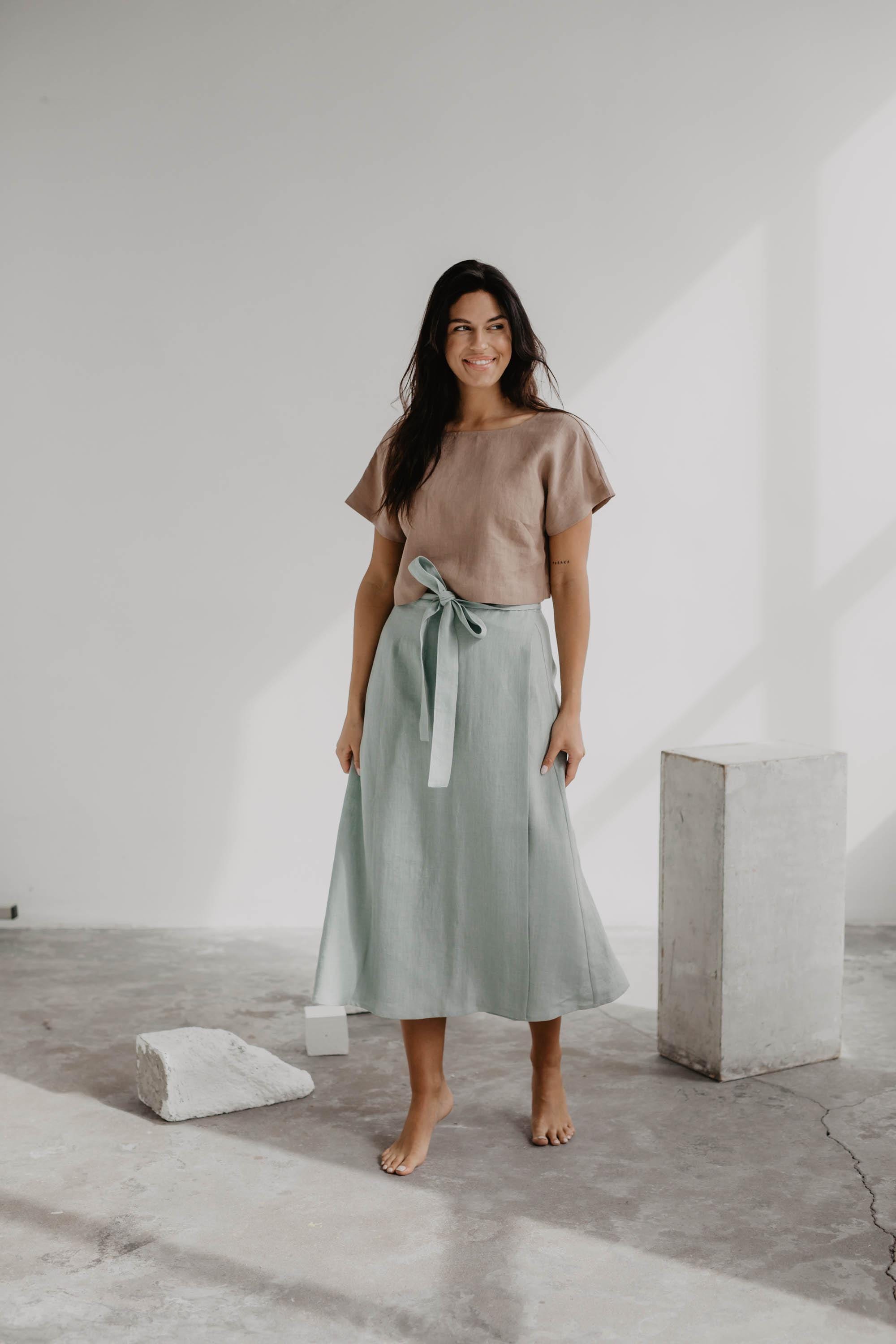 Linen Wrap Skirt IRIS - Etsy