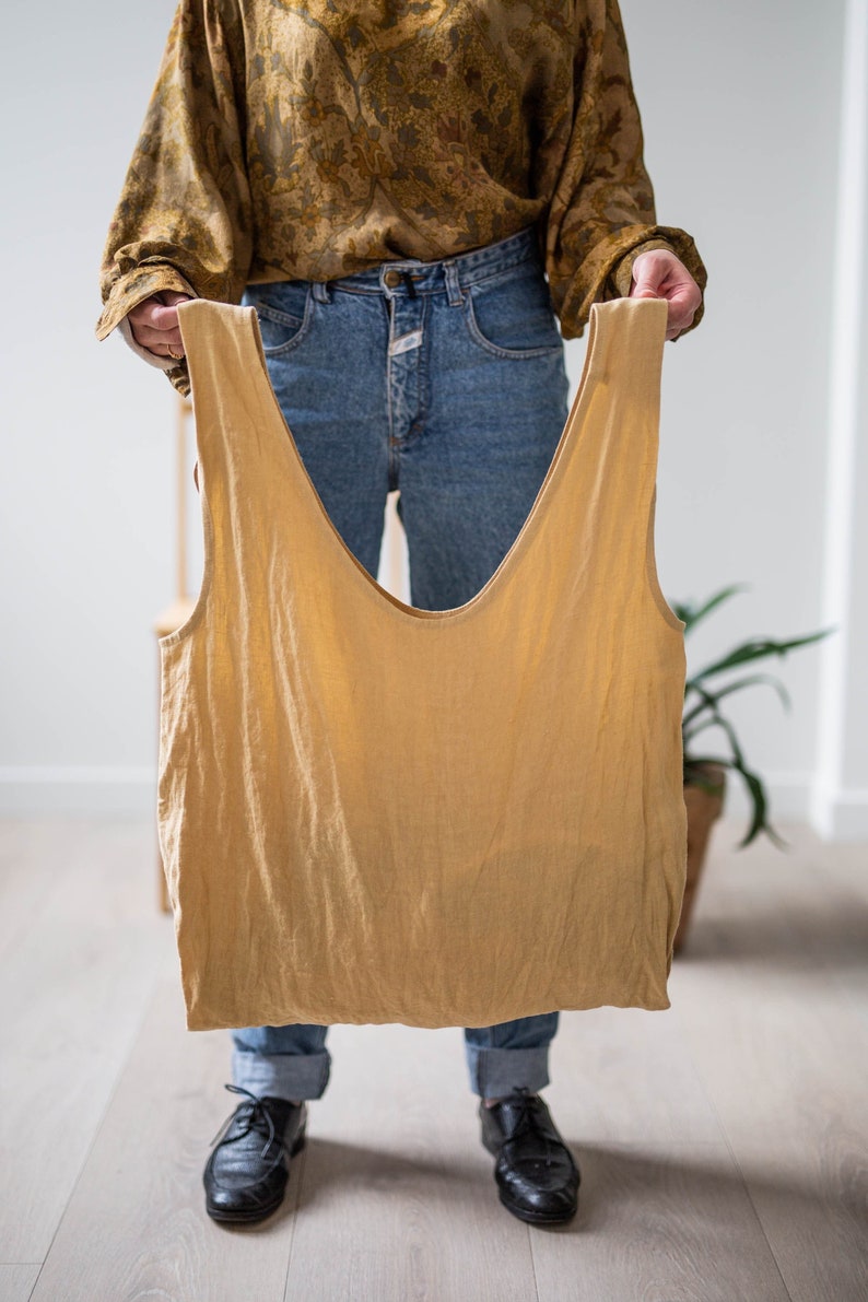 Linen tote bag. Linen shopping bag. Zero waste linen bag image 5