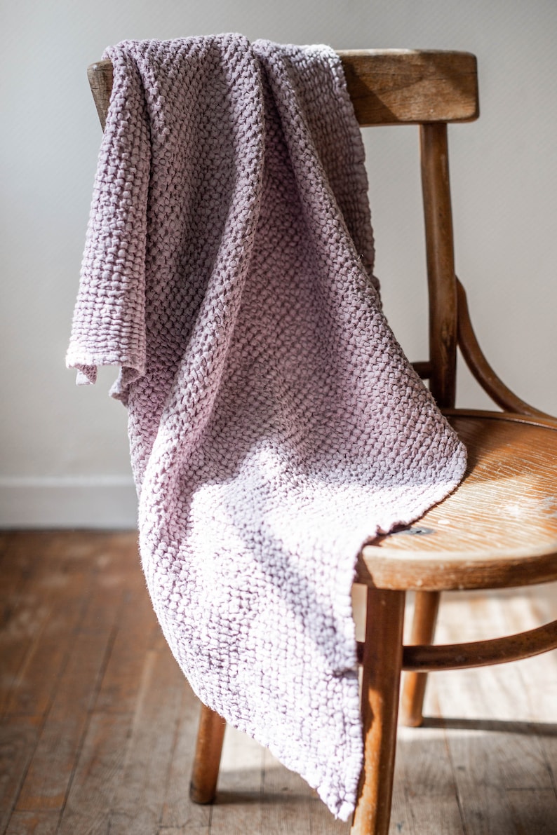 Waffle Linen Baby Blanket Dusty Pink