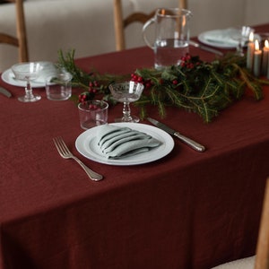 Terracotta linen tablecloth. Large tablecloth, custom linen tablecloth image 3