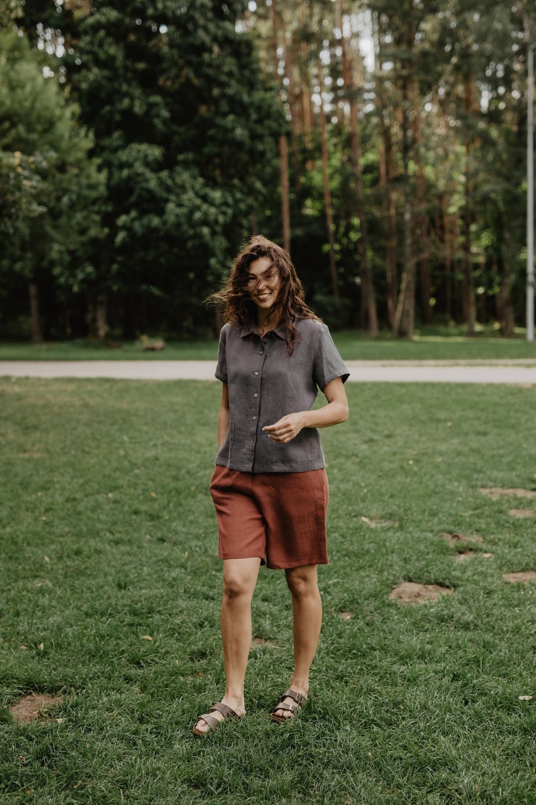 Frida Linen Shorts - Matilde Print