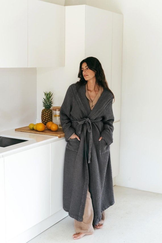knee length dresses for ladies Women's Waffle Robe Navy / Slim Fit main image 1