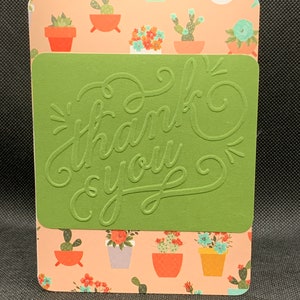 Tarjeta de agradecimiento, tema MCM, cactus y flores, juego de 4