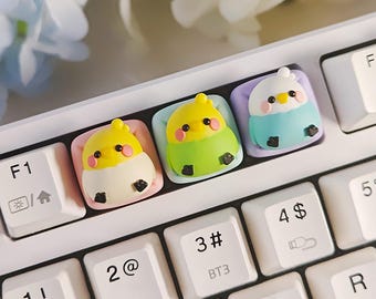 Cute animal parrot resin handmade cherry mx keycap