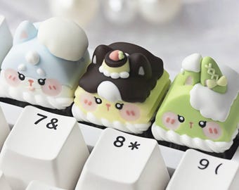 Kawaii Animal resin keycap cherry mx green puppy handmade artisan key cap mechanical keyboard