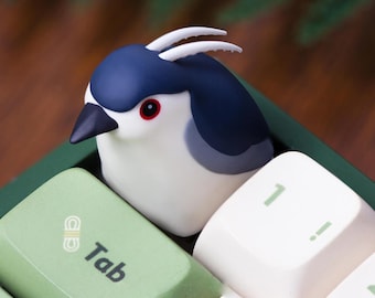 Cute Bird Artisan Night Heron Resin Keycap Cherry MX Mechanical Keyboard, Kawaii Animal Keycap