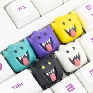 Halloween ghost cute resin keyboard keycaps cherry mx artisan 3D mechanical keyboard white purple yellow