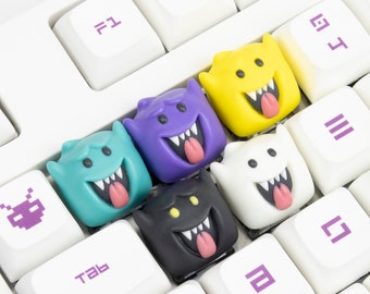 Halloween ghost cute resin keyboard keycaps cherry mx artisan 3D mechanical keyboard white purple yellow
