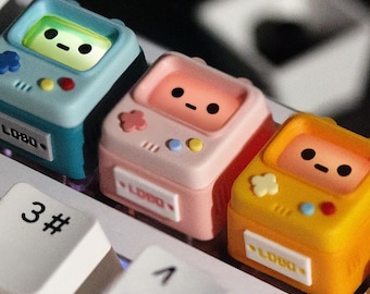 Retro arcade shine-through resin artisan cherry mx keycap mechanical keyboard