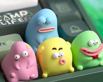 Funny Ugly Cute Monster Artisan Keycap | Handmade Resin Keycaps Chery MX Mechanical Keyboard | Kawaii Character Custom Novelty