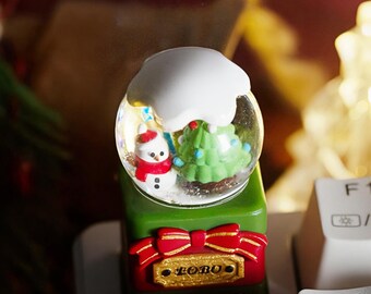 Christmas Snow Globe  Tress Resin Cherry MX Keycap Mechanical Keyboard Artisan Keycap