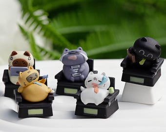 Working cat emotion animal resin keycap cherry mx keyboard key