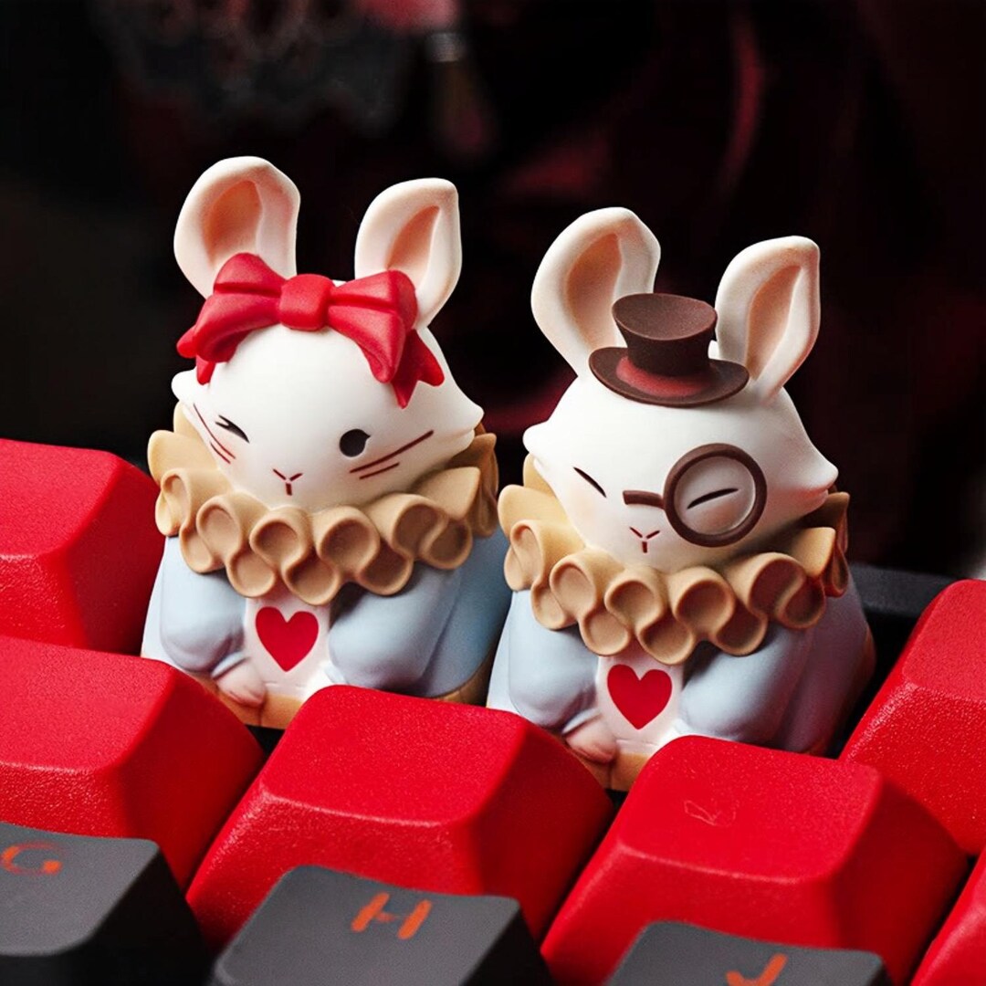 Funny Work-themed Bunny Keycap, Handmade Rabbit Resin Artisan Keycap ...