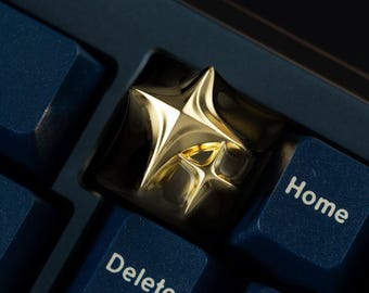 Sparkle Star Artisan Keycap | Aluminum Metal Custom Keycap for Mechanical Keyboard | Cyberpunk Y2K Twinkle Starburst Keycap Cherry MX ESC