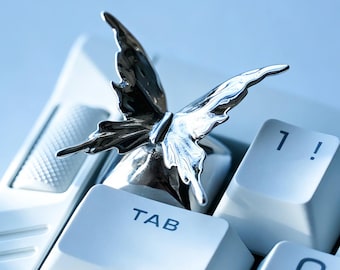 Sterling Silver Butterfly Artisan Cyberpunk Keycap Chery MX 3D Metal Keycap Mechanical Keyboard