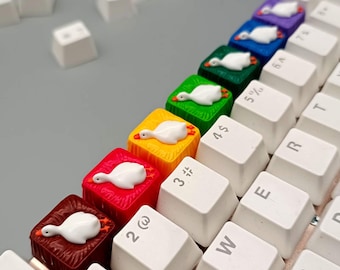 Tecla Zen Duck em resina, tecla artesanal Cherry MX para teclado.