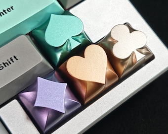 Metal Artisan Keycap Playing Cards Poker Suit, Mechanical Keyboard Keycap, Spade Heart Diamond Club, Gamer Gift Cherry MX Keycap