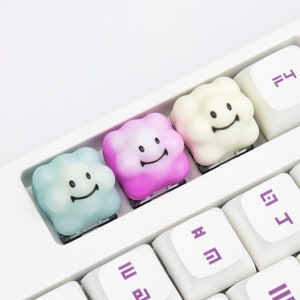Smile clouds keyboard keycaps cherry mx resin 1u esc multi color keycap cute mechanical keyboard gift