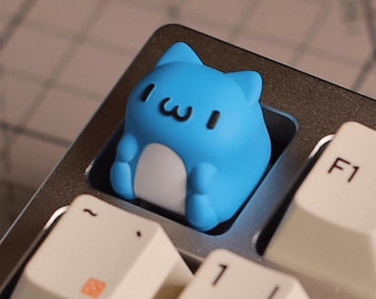 Leuke keycaps kat blauw roze hars handgemaakte mechanische toets op het toetsenbord