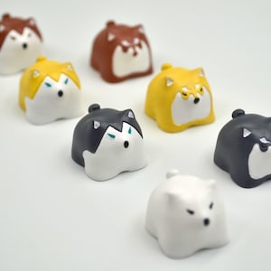Pet dog Husky Alaska dog cute resin keycaps brown yellow black white cherry mx key cap
