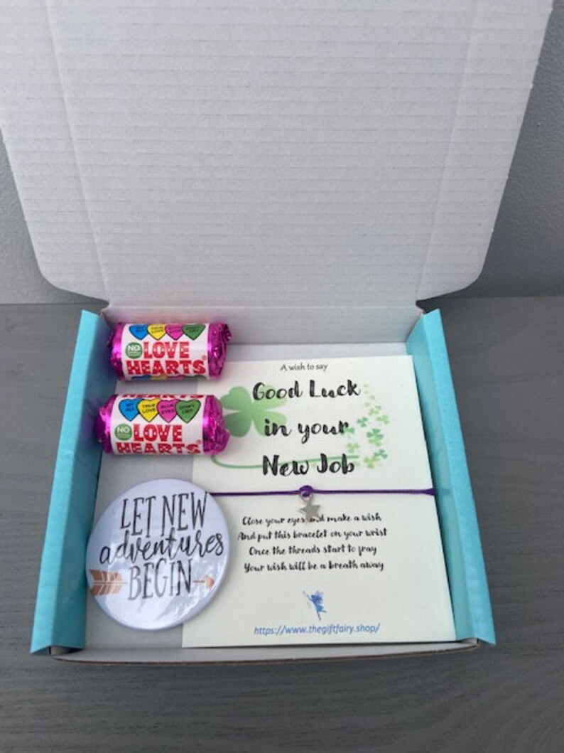 Good Luck In Your New Job Gift Box Includes Wish Bracelet Etsy