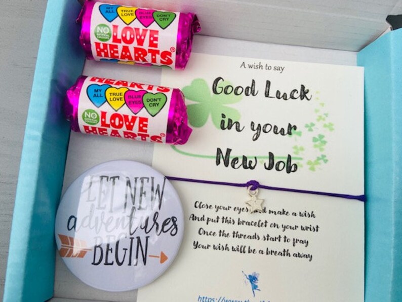 Good Luck in your New Job gift box includes wish bracelet Etsy