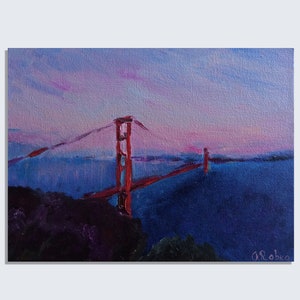 ゴールデンゲートブリッジ  ハワード・ベーレンス作　風景画絵画　サンフランシスコ ゴールデン ゲート ブリッジのオリジナル絵画、サンフランシスコ