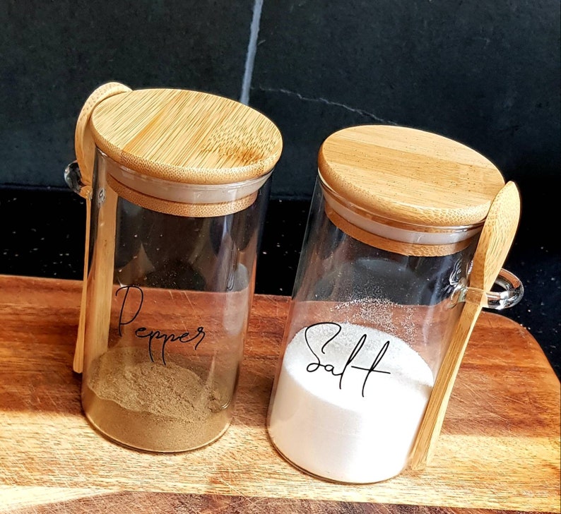 Bamboo lid Spice Jars with spoonHerb JarsBath Salt Etsy