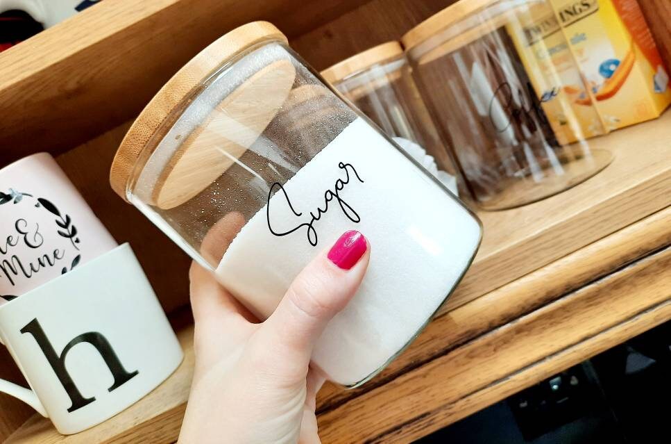 Tea Coffee Sugar Jars Tea Coffee Sugar Jarsbamboo Lid Jars Etsy UK