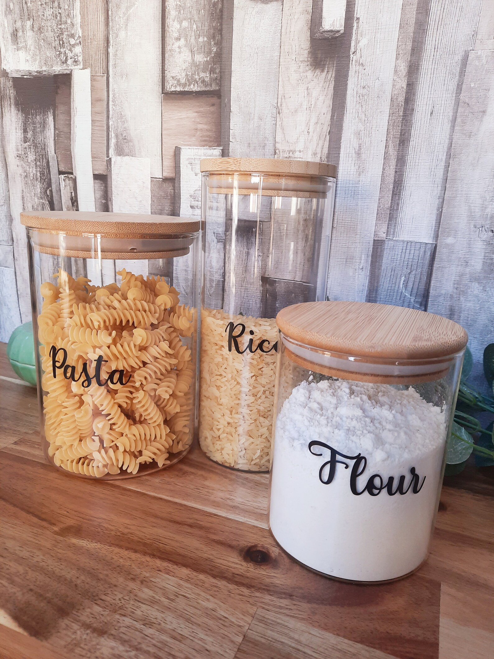 Glass Jar With Bamboo Lid Pasta Jar Rice Jar Flour Jars Etsy UK