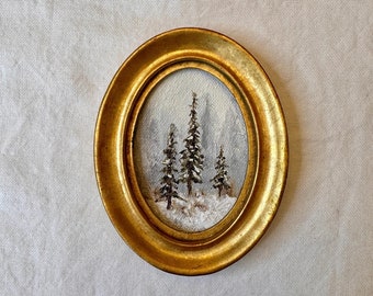 Einzigartiges Kunstwerk in verschnörkeltem Rahmen - Winterliches Geschenk für Kunstliebhaber