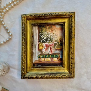 Élégance intemporelle : nature morte haleine de bébé dans un cadre fleuri - Décoration florale vintage