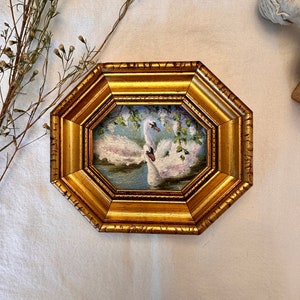 猫の油彩画 金色フレーム付き 猫の油彩画 金色フレーム付き